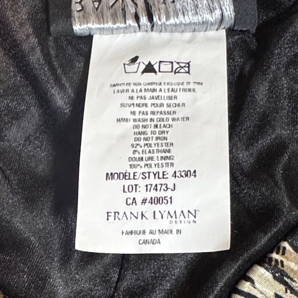 NWT Frank Lyman Design Black & Tan Abstract Print Pants size 8 - Picture 8 of 14